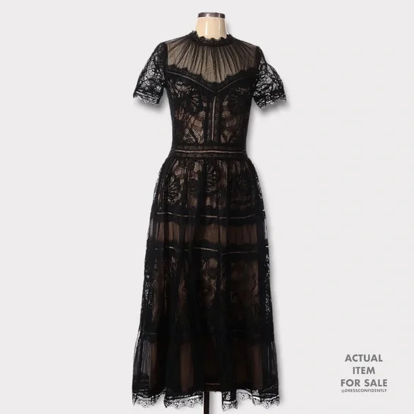 TADASHI SHOJI Camilla Lace Tea-Length Dress - Picture 5 of 7